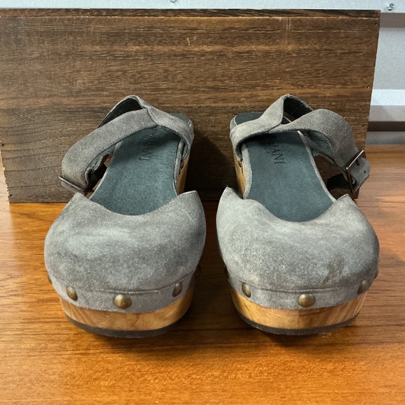 Cordani Womens Gray Suede Wooden Platform Sandals Size 39 US 8.5 Chunky Heel - Picture 3 of 8